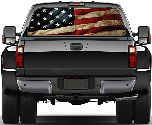 WILDLAVIE Teherautó Hátsó Ablak Perforált Matrica Amerikai Zászló Vintage Illik Leginkább teherautókról, TEREPJÁRÓ,
