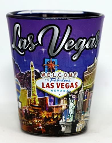 Las Vegas Nevada Kék Ezüst Skyline Belül Lila Kívül Pohár