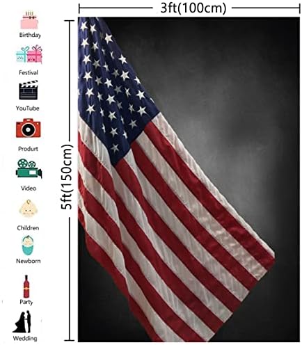 3x5ft Nemzeti Zászló Nap Fotózás Hátterekkel, Puha Szövet Háttér Dekoráció Fekete, Szürke Fotó Hátteret Portré Függetlenség