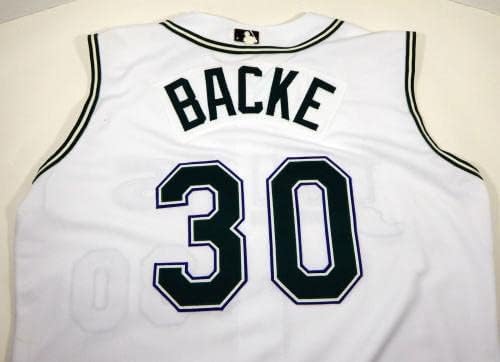 2003 Tampa Bay Ördög Sugarak Brandon Backe 30 Játék Kiadott Fehér Mellény Jersey 41 - Játék Használt MLB Mezek