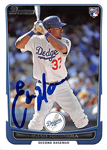 Autogramot Raktár 653426 Elian Herrera Dedikált Baseball Kártya - Los Angeles Dodgers - 2012 Bowman Újonc 51. Sz.