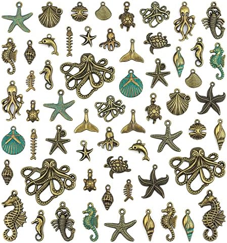 JIALEEY 100 Gramm Válogatott Antik Óceán Témájú Varázsa Bronz tengeri Hal Tengeri Lények, Gyöngyök, Medálok, Ékszerek