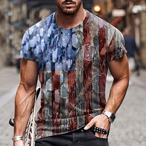 XXBR Férfi Hazafias Katona Rövid Ujjú T-shirt, július 4-Retro Amerikai Zászló Maximum Nyári Slim Fit Muscle Tees
