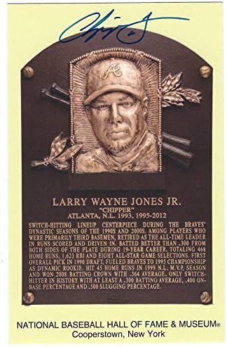 Dedikált Chipper Jones Hall of Fame Arany Plakettet képeslapot SZÖVETSÉG COA - MLB Vágott Aláírás
