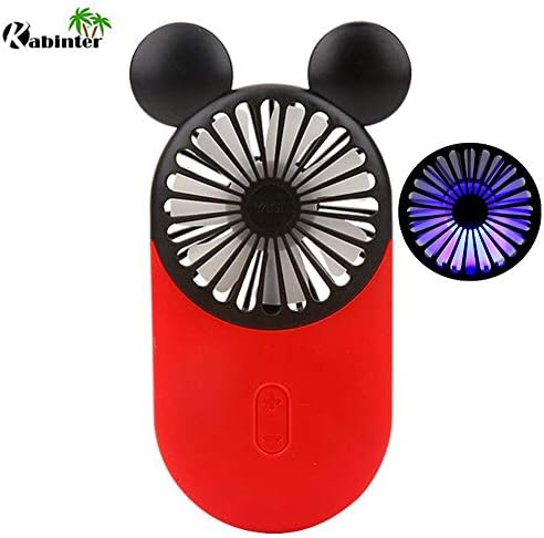 Kbinter Aranyos Személyes Mini Ventilátor, Kézi & Hordozható USB Akkumulátor Rajongó Gyönyörű LED, 3 Állítható Sebesség,
