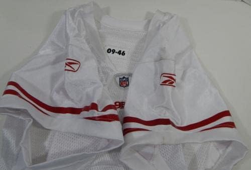 2009-ben a San Francisco 49ers Üres Játék Kiadott Fehér Jersey Reebok 46 DP24107 - Aláíratlan NFL Játék Használt Mezek