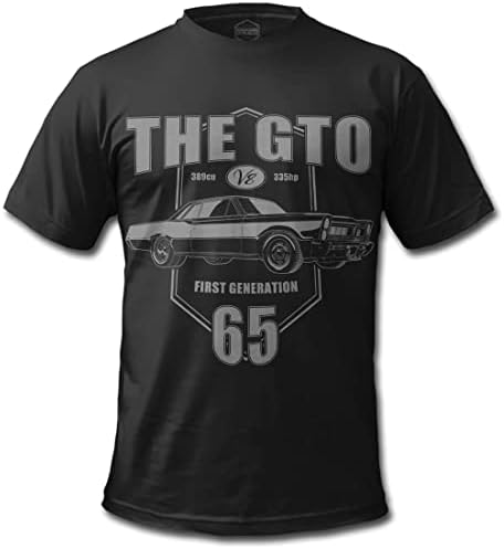 1965 GTO Jelvény Tribute Férfi T-Shirt Fekete | Amerikai izomautó Fan Art Ajándék Ötlet | S-6XL | Made in USA