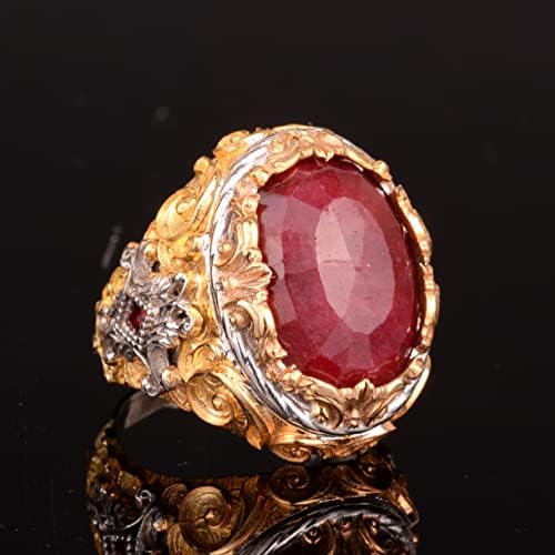 Igazi Természetes, Hogy Ruby Drágakő Gyűrű, 16.65 Karátos, Tudom Gyűrű A Férfiak Számára, A Valódi Drágakő Gyűrű, Sterling