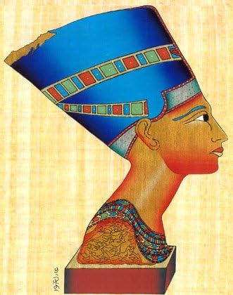 Egyiptomi Kézzel Készített Papirusz Festmény - Mellszobor Nefertiti Berlinben