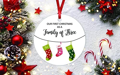 ArogGeld Az Első Karácsony, Mint egy Család Három Dísz Új Szülő Baba Kerámia babáknak valók 2021 Haza, 3 Inch Porcelán