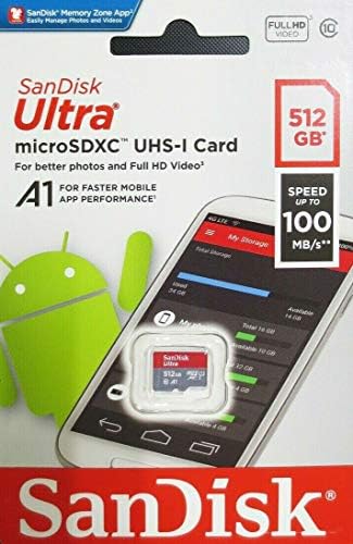 SanDisk Ultra 512 gb-os MicroSD XC Osztály 10 A1 UHS-1 Mobil Memória Kártya akár 100MB/s olvasási Sebesség (SDSQUAR-512G-GN6MN)